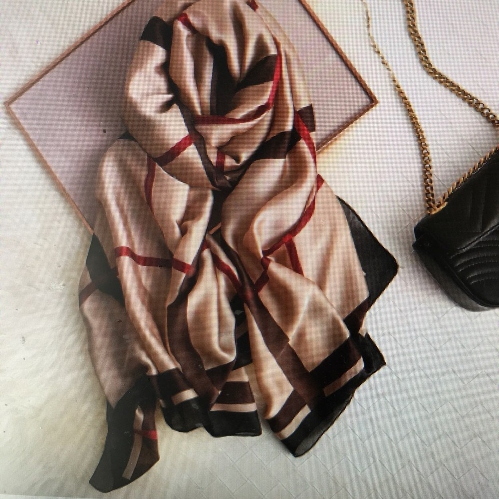 NWT Plaid silk scarf shawl